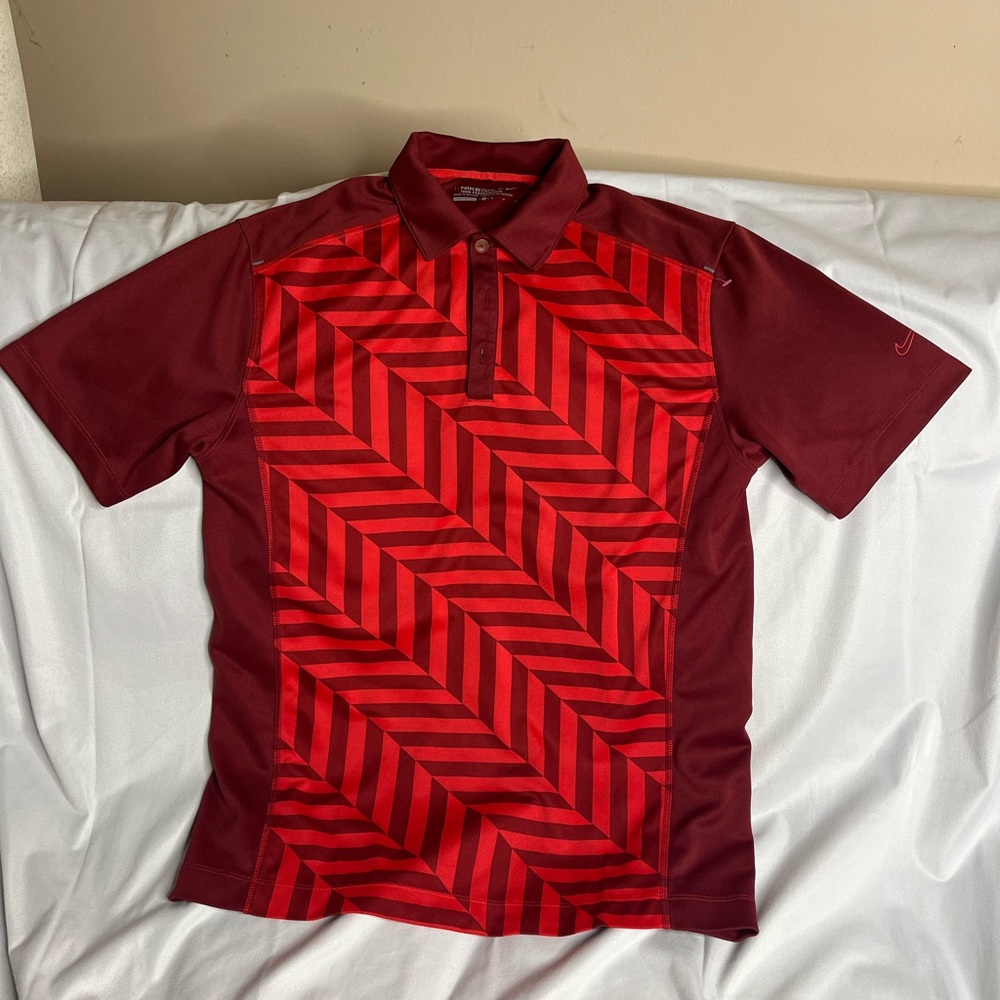 Nike Golf Tour Performance Dri-Fit Polo Shirt Red  stripe Men's Medium
